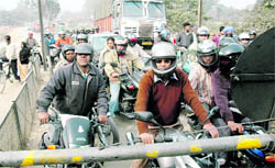 Traffic jam at the level crossing on the Hallo Majra-Panchkula road.