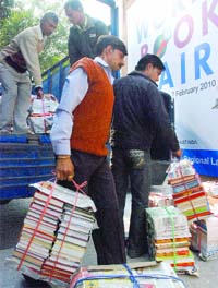 Preparations on for the book fair at Pragati Maidan in New Delhi