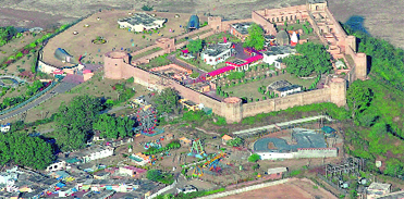 An aerial view of the famous Mata Kali temple at Jammu