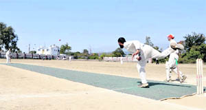A match in progress at the 58th District Cricket League in Dehradun on Saturday.