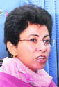 Union Minister for Tourism and Poverty Alleviation Kumari Selja addresses mediapersons in Karnal on Friday.