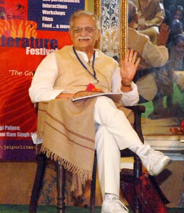 Lyricist Gulzar participates in a session on Language and Identity
