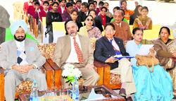 Distinguished guests at a debate orgainsed in Dehradun on Sunday.