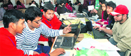 Students from schools in India and Pakistan participate in a space settlement design competition in Manesar, Gurgaon.