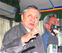 Dalai Lamas envoy Kasur Lodi Gyari addresses a press conference at McLeodganj on Tuesday.