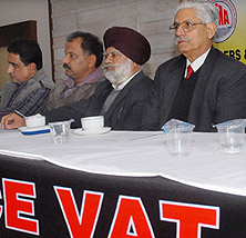 Traders during a meet in Jalandhar on Tuesday.