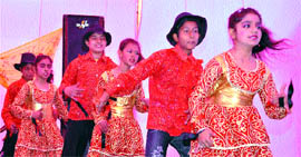 Students of St Soldier Divine Public School perform during their annual function in Jalandhar.
