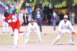 A batsman flicks the ball during a match of the Times-NIE-Cremica Inter-School Tournament at GNPS, Sector 36, Chandigarh, on Thursday. 