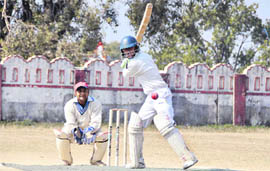 A batsman in action at the District Cricket League in Dehradun on Thursday.