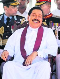 Sri Lanka President Mahinda Rajapaksa during the countrys 62nd Independence Day celebrations in Kandy