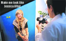 Xiaoqing has her picture clicked by a staff of the Time Plastic Surgery Clinic in Shanghai