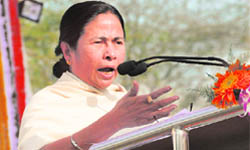 Railways Minister Mamata Banerjee at a pre-Budget meeting in New Delhi
