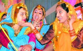 Students of Lyallpur Khalsa College take part in a cultural show in Jalandhar on Saturday