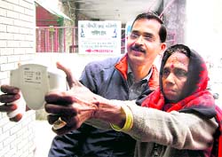 A woman being examined at a health camp organised by the Doon Diabetic Association in Dehradun on Sunday