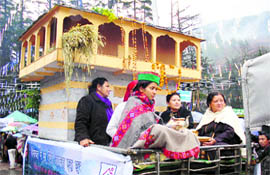 A tableau at the cultural procession on the opening day of the winter carnival in Manali on Sunday.