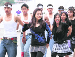Students of class XII at their farewell party at Doon Cambridge School in Dehradun