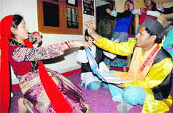 NSS volunteers of the SGRR (PG) College perform at the concluding function of an NSS camp in Dehradun on Monday.