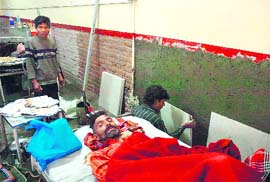 Construction work in full swing in a spinal injury ward of Government Medical College and Hospital, Jammu, giving a tough time to seriously ill patients and their attendants