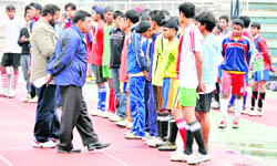 Football aspirants line up before trials in Ludhiana
