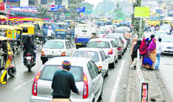 Traffic jams are commonplace near bus stand in Ludhiana