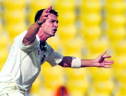 Dale Steyn makes an unsuccessful appeal in Nagpur on Monday. 