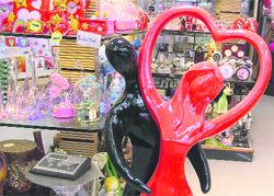 Gifts on display at a shop in Ludhiana ahead of the Valentines Day.