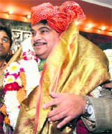 Nitin Gadkari after being elected unopposed as the BJP president for three years at the party office in New Delhi on Tuesday.