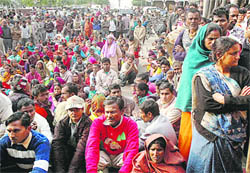 Residents of colonies wait for allotment letters during a camp organised by the CHB at Sector 51, Chandigarh, 