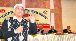 A speaker at an anti-tobacco seminar held in Dehradun 