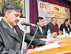 Col Sanjay Kapur, vice-president, DMA, speaks at a workshop in Dehradun on Wednesday. 