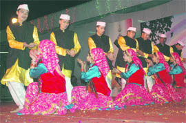 Artistes perform at the Basant Mela organised by the ITBP in Dehradun on Thursday.