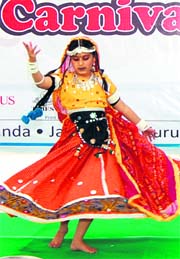 A student performs during a dance competition in Panipat.