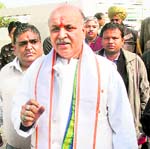VHP general secretary Praveen Togadia talks to mediapersons in Ludhiana on Friday