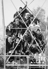 Visitors enjoy a joy ride at the YPS fete in Mohali on Saturday.