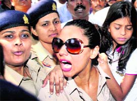 Gauri Khan along with her daughter outside Inox multiplex where her husband-actor Shah Rukh Khans film My Name is Khan is running, in Mumbai on Saturday