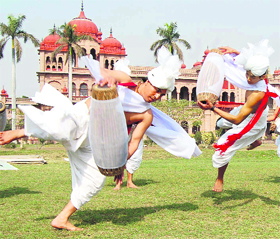 Manipuri dancers present an item during Octave 2010 at Khalsa College in Amritsar on Saturday.