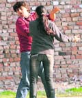  A guy gets a whack from a girl on Valentines Day at a Sector 8 park in Chandigarh on Sunday. 