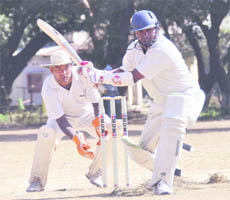 A batsman in action at the SC Memorial Cricket Tournament in Dehradun on Sunday.