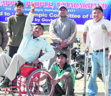   Practice Camp of the Paralympic Association, Uttarakhand, underway at the Parade Ground in Dehradun on Sunday.