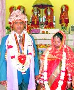 Visually impaired couple Kali Prasad and Basanti Rai in Ludhiana on Sunday