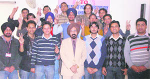 The team of Guru Gobind Singh College of Management and Technology that won the Inter-College Cricket Tournament organised by the PTU, Jalandhar.