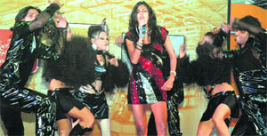 A dance show in progress during the launch of Fashion and Aviation Logistics of Uniworld in Gurgaon.