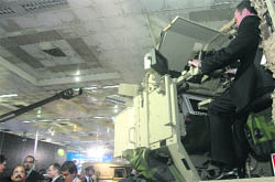 A Bofors gun on display at the Defence Expo 2010 in New Delhi on Monday.