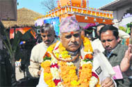 Outside Pilot Babas camp in the Maha Kumbh mela area in Haridwar