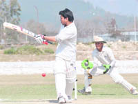 A match in progress at the first Inter-College Cricket Tournament in Dehradun