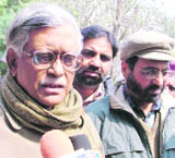Group leader of the CPI in the Lok Sabha and general secretary of the AITUC Gurudas Das Gupta arrives to address a state convention in Ludhiana on Wednesday.
