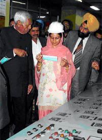MP Harsimrat Kaur Badal during her visit to the Guru Nanak Dev Thermal Plant in Bathinda on Thursday.