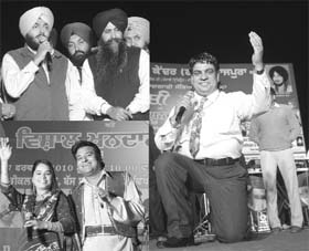 Folk singers perform at a fair organised by the Punjab Lok Kala Kendra in Rajpura on Thursday.