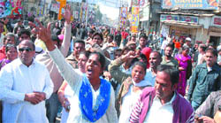 Christians protest against the presentation of Jesus Christ in a bad taste in a poster by certain Hindu orgaisations in Jalandhar