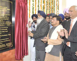 CM Parkash Singh Badal inaugurating the institute of automotive driving skills at village Mahuana on Friday. Parkash M. Telang, MD (India Operations) Tata Motors Ltd., Punjab Transport Minister Master Mohan Lal were also present.